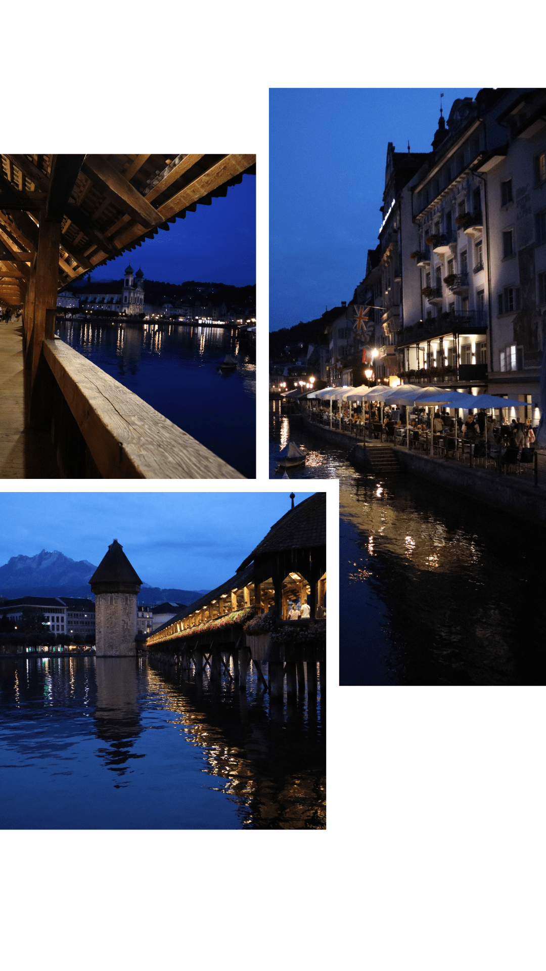Luzern, Kapellbrücke zur Blauen Stunde